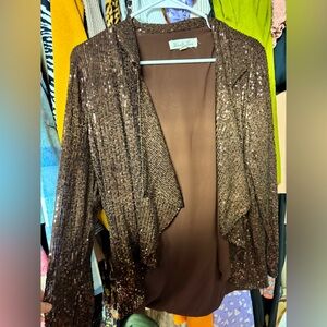Sequenced brown blazer top